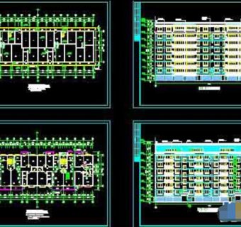 多层住宅建筑cad平立剖面全套设计图纸