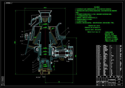 圆锥破碎机总图CAD机械图纸