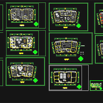 弧形办公楼装修图CAD图纸