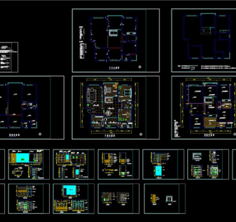 某乐园整套户型装修施工图CAD图纸