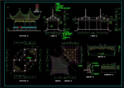 四角亭CAD建筑图纸CAD图纸