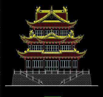 万佛殿立面图CAD图纸