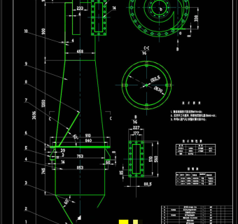 标准型扩散式旋风除尘器CAD机械图纸