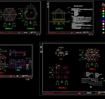 六角亭CAD景观图纸
