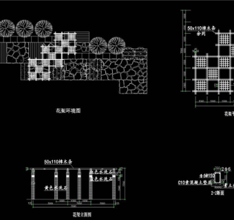 花架素材CAD景观图纸