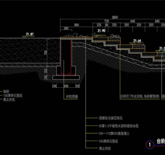 台阶踏步素材CAD景观图纸