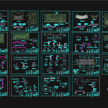 艺术花架施工图CAD景观图纸