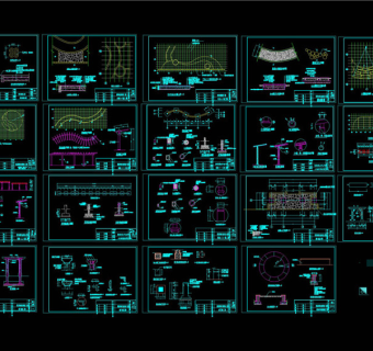 艺术花架施工图CAD景观图纸
