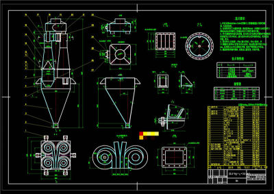高效四联旋风分离器CAD机械图纸