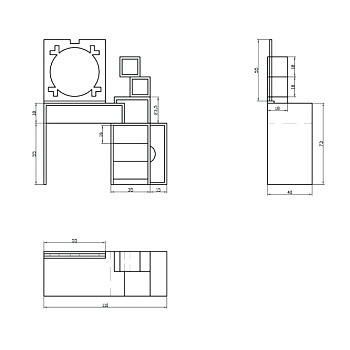 梳妆台CAD尺寸图3D模型