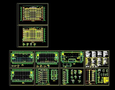 6层厂房建筑cad设计图纸全套