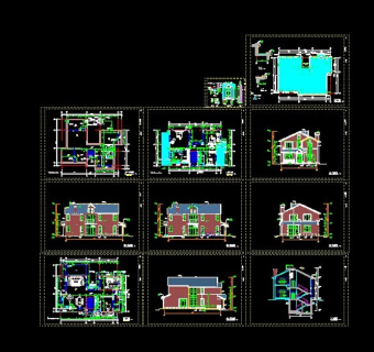 帝豪花园二层别墅cad全套施工图纸