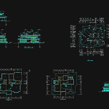 别墅房屋立面cad图稿