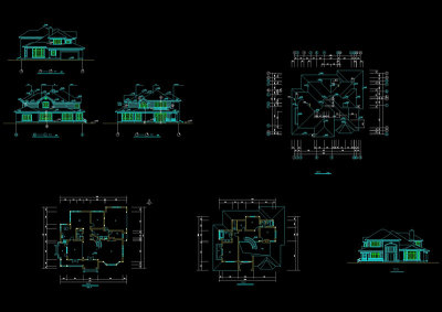 别墅房屋立面cad图稿