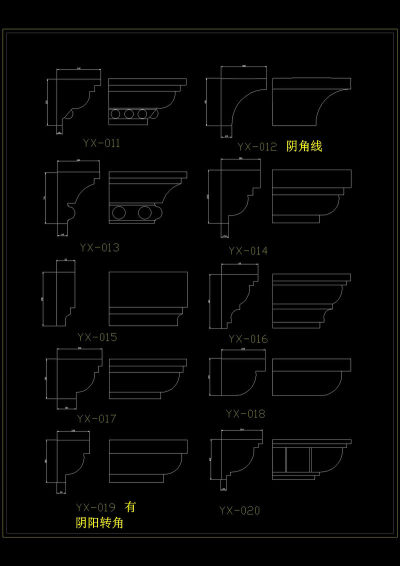 欧式檐线条CAD图块