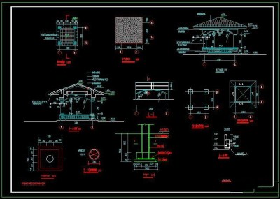 凉亭CAD详图建筑图