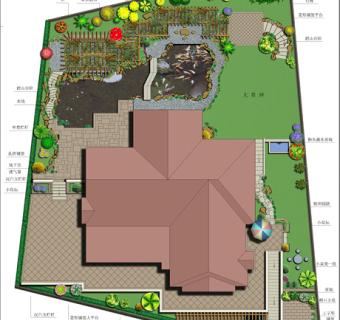 cad私家花园方案及彩平图