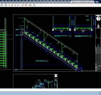 某酒店详细玻璃楼梯CAD设计图