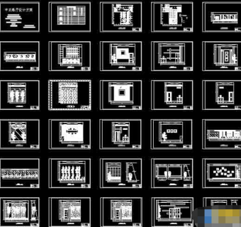 一整套中式餐厅设计cad方案施工图纸