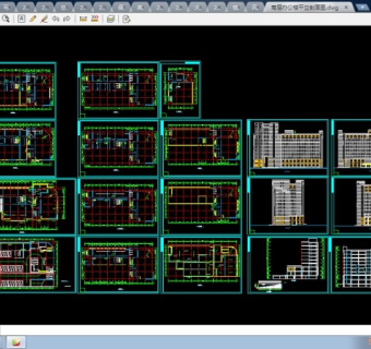 高层办公楼cad平立剖面图