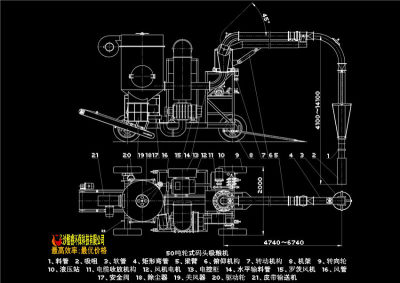 50吨轮式码头吸粮机CAD机械图纸