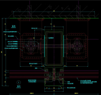 竖明横隐幕墙连接件横剖节点CAD图纸