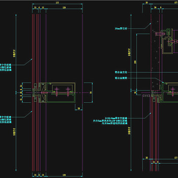 隐框幕墙纵剖节点图CAD图纸