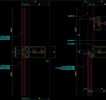 隐框幕墙纵剖节点图CAD图纸