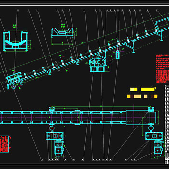 大倾角皮带输送机总体布置图CAD机械图纸