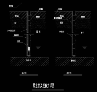 降水井及观察井详图CAD机械图纸