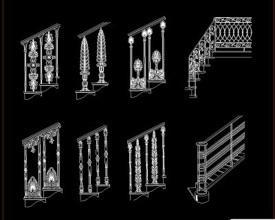 cad金属与玻璃栏杆
