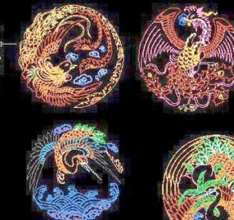 六种凤凰图案CAD素材