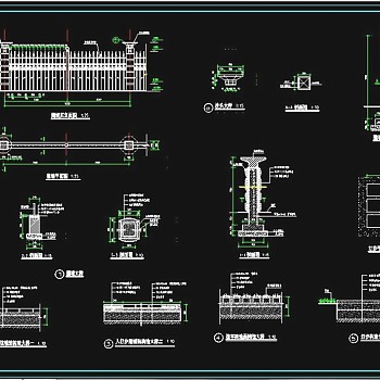 园林式围墙设计cad详细施工图3D模型