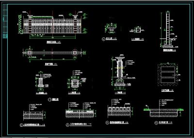 园林式围墙设计cad详细施工图3D模型