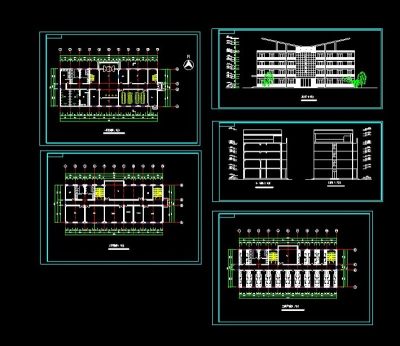 现代化高档四层综合办公楼CAD设计图