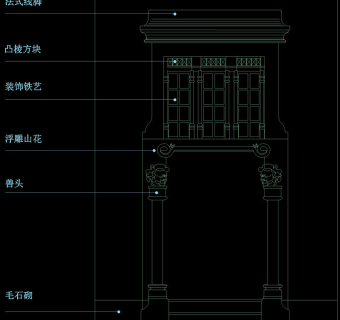 大门门柱cad图纸