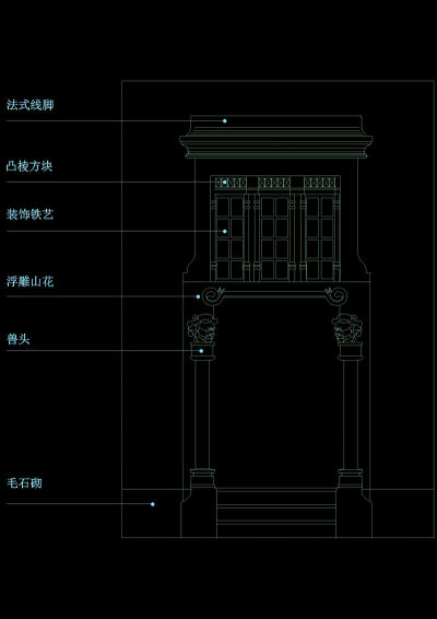 大门门柱cad图纸