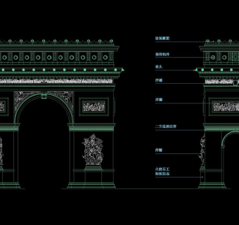 门柱子cad图纸素材