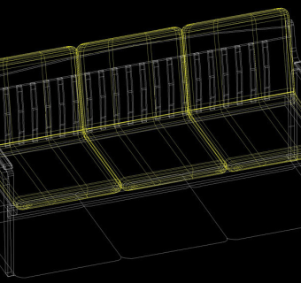 三人椅子cad模型