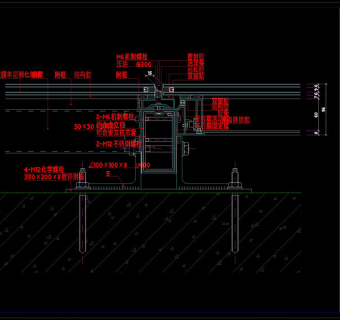 玻璃幕墙结构cad图纸素材