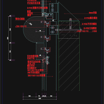玻璃幕墙大样cad图纸