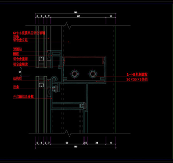 玻璃幕墙大样cad图纸