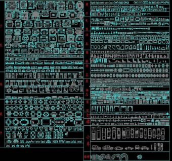 青色漂亮CAD图库