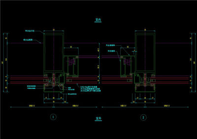 竖明横隐幕墙开启扇横剖节点图CAD图纸