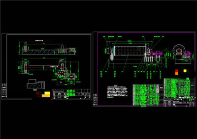 球磨机地基及总装图设计CAD机械图纸