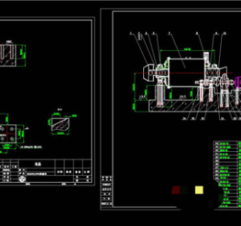 球磨机地基及总装图CAD机械图纸