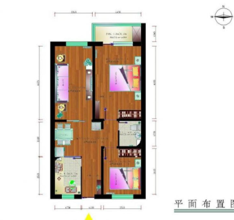 小户型彩色cad平面图图片