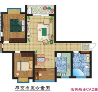 三房两厅布置方案图（附cad图档）图片