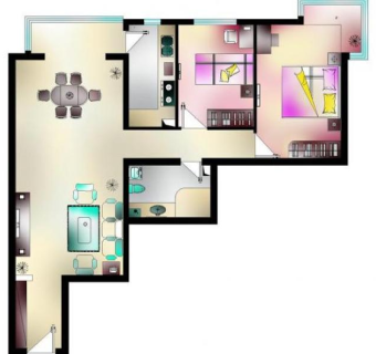 中型户型装修cad平面图图片