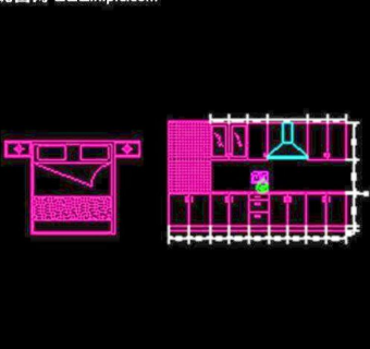 cad床和厨房橱柜图片